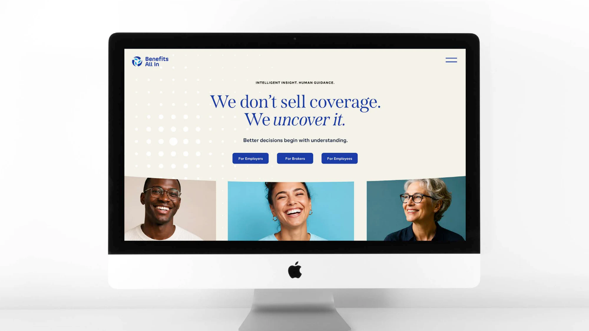Benefits All In website on desktop