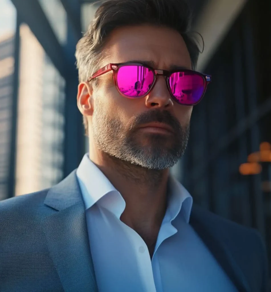 Confident Person With Pink Glasses